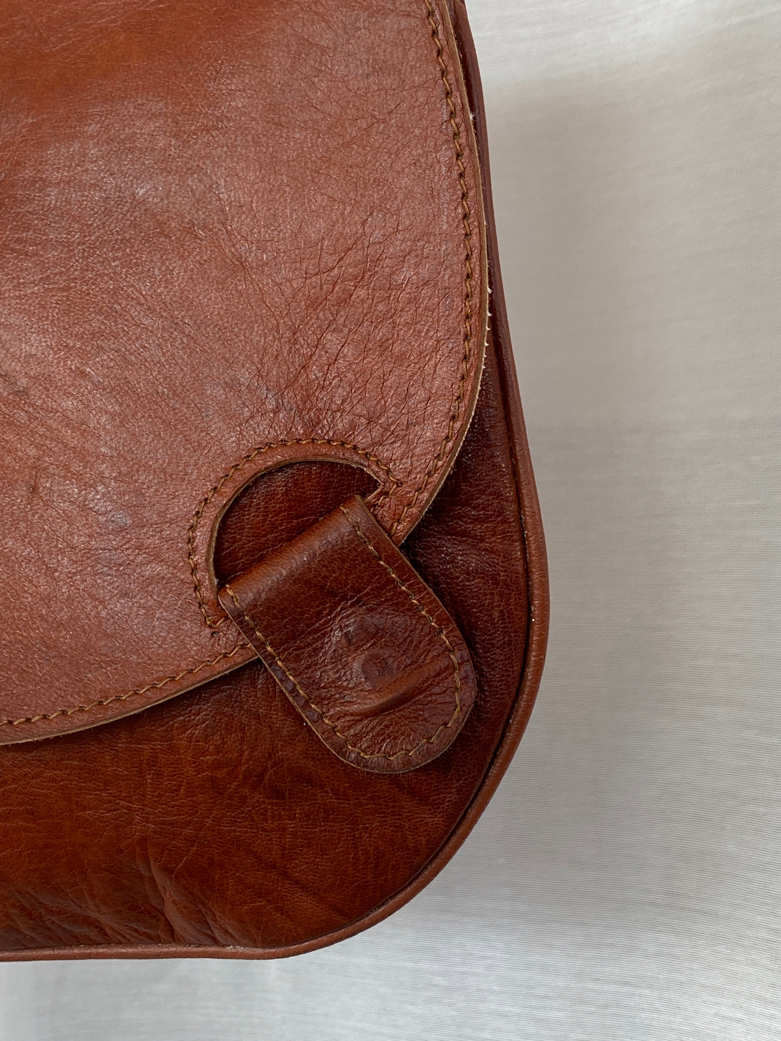 Vintage Brown Genuine Leather Western Sling Crossbody Bag