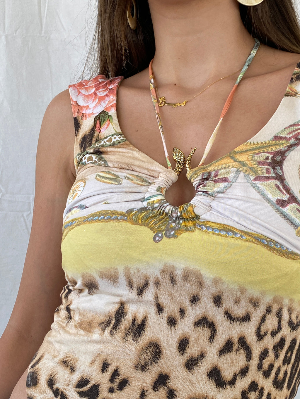 Rare Y2K Roberto Cavalli 2005 Multi Color Metallic Snake Top - XS