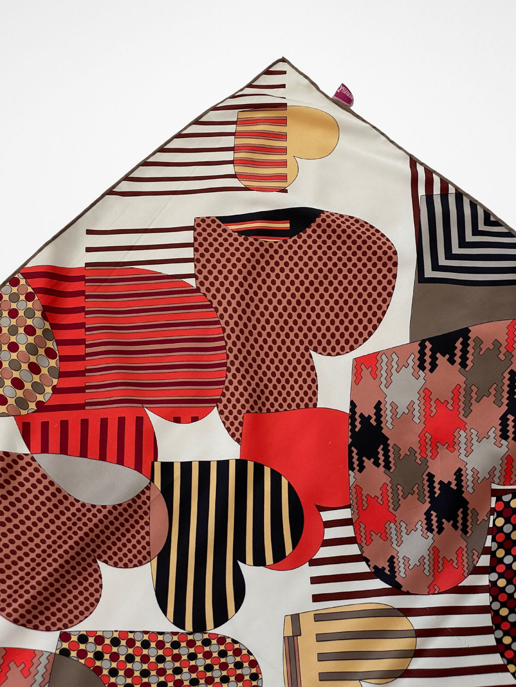 Vintage Berussa Geometric Hearts Square Satin Scarf