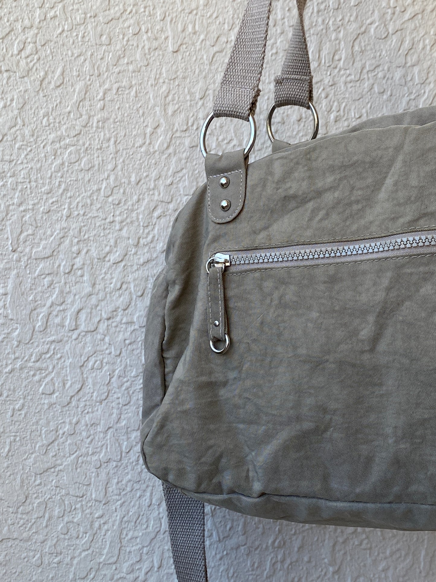 Y2K Woman by Tchibo Taupe Nylon Multi-Pocket Utility Messenger Bag