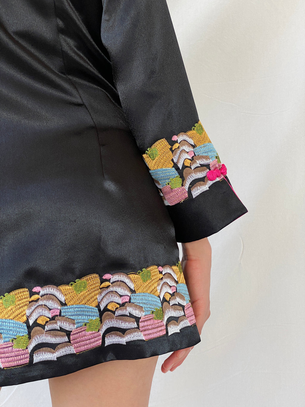 جاكيت معطف مطرز فني آسيوي من حرير التنين، هانغتشو، الصين - مقاس كبير