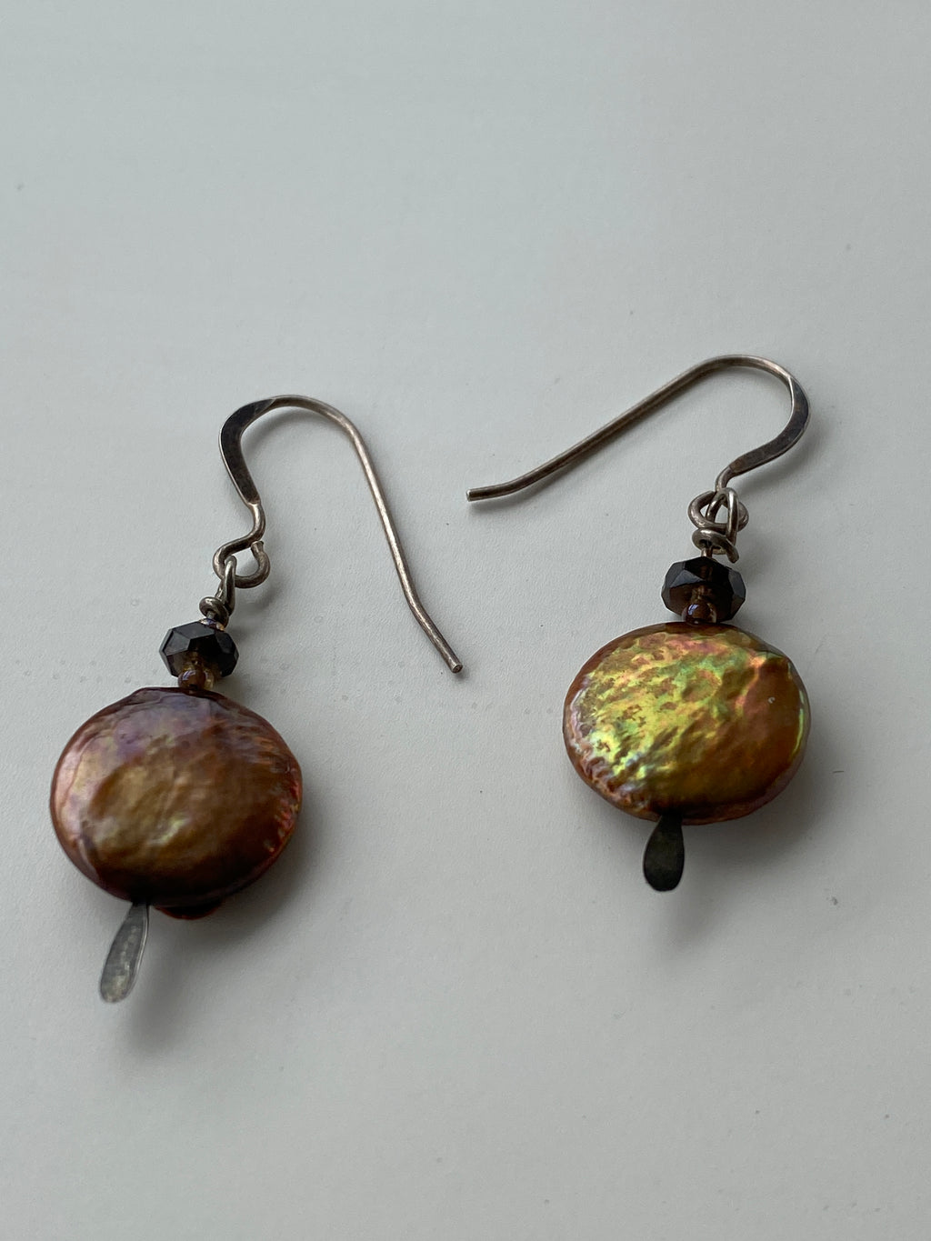 Bronze Freshwater Coin Pearl Drop Earrings