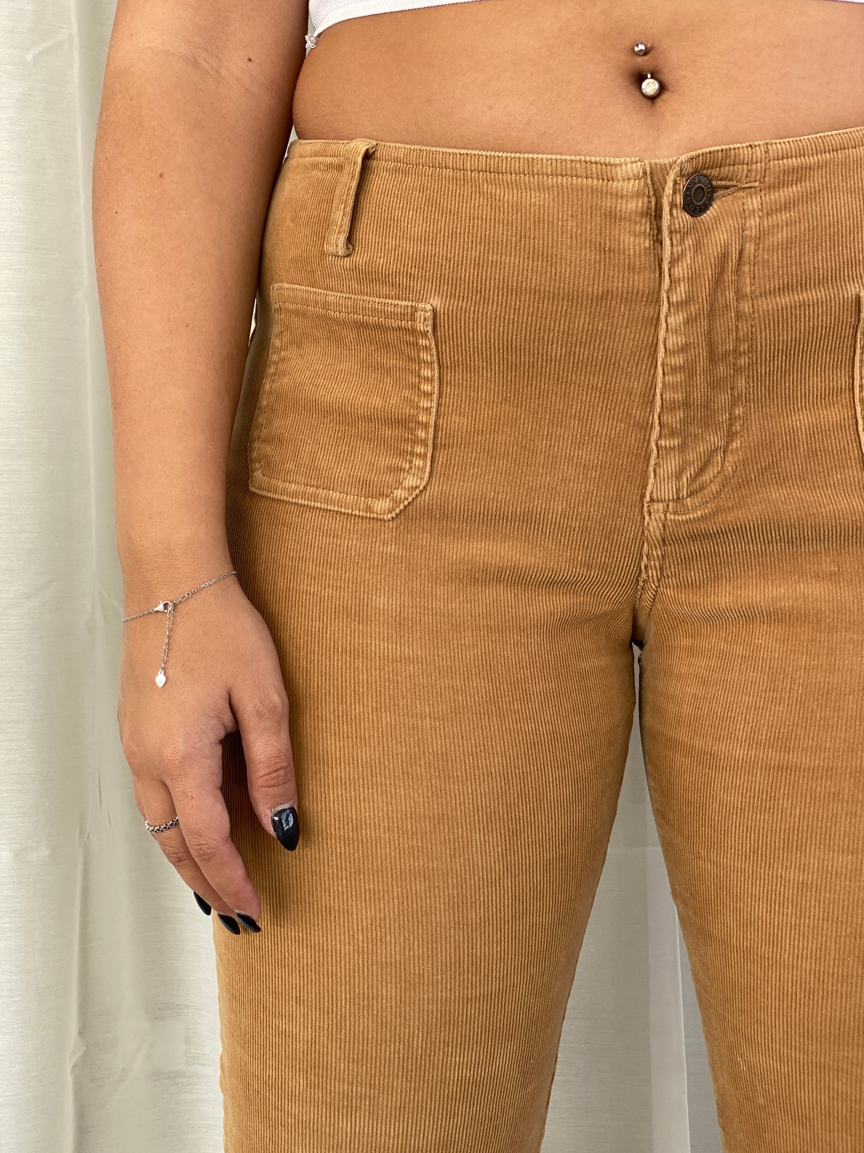 Vintage 90s Guess Jeans Stretch Brown Corduroy Mid Rise Flare Pants - L