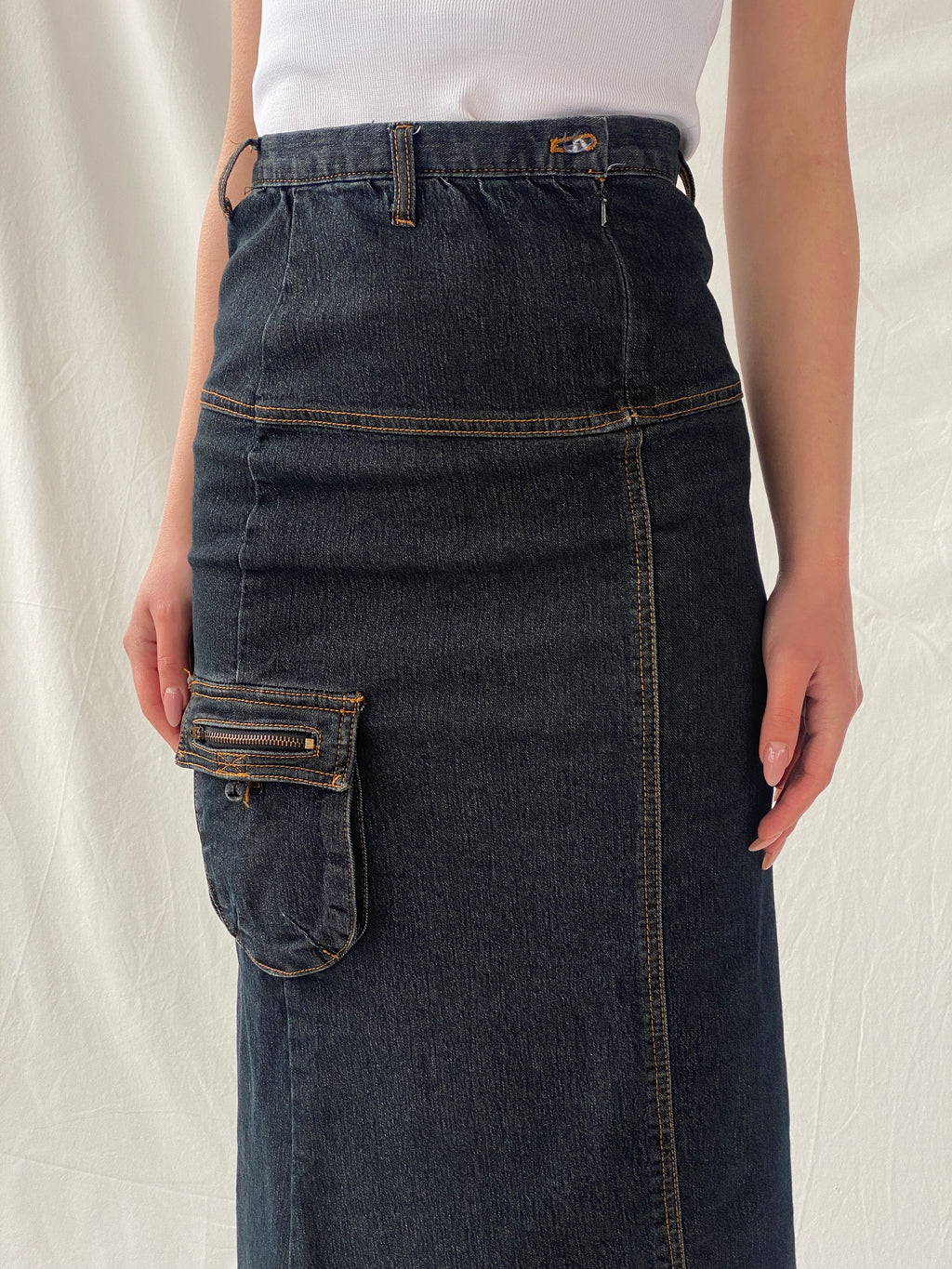 Vintage LH Luharlo Maxi Dark Wash Denim A-Line Skirt - XS