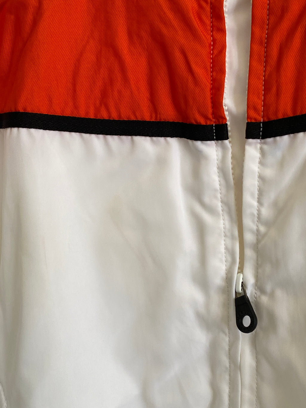 Vintage Harley Davidson Cropped Racing Bomber Jacket White & Orange Motorcycle Streetwear - L