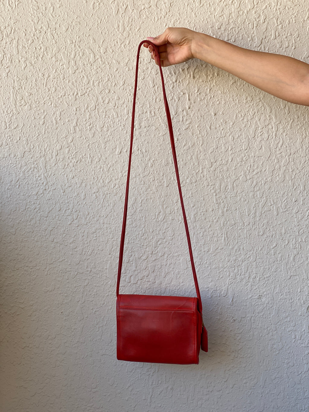 Vintage Classic Coach Chrystie Flap Red Leather Cross Body Bag