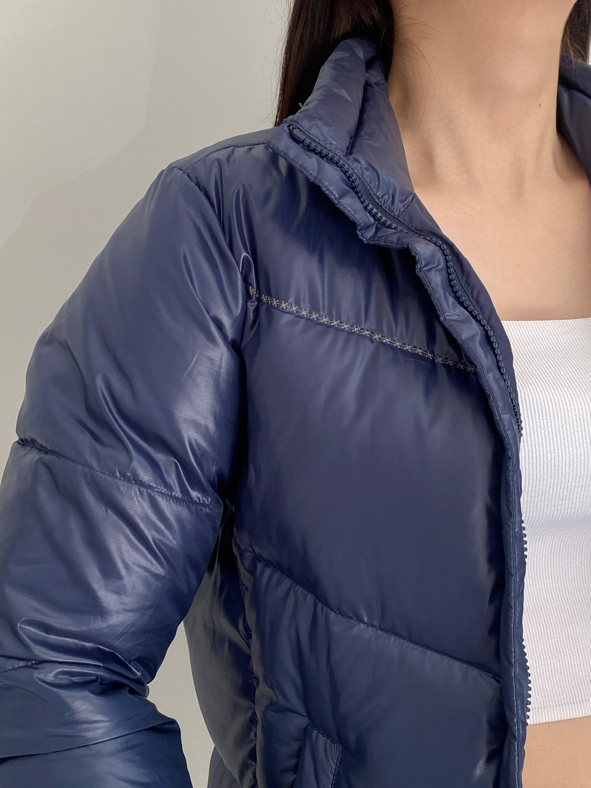 Columbia Sportswear Metallic Navy Down Quilted Puffer Jacket – M
