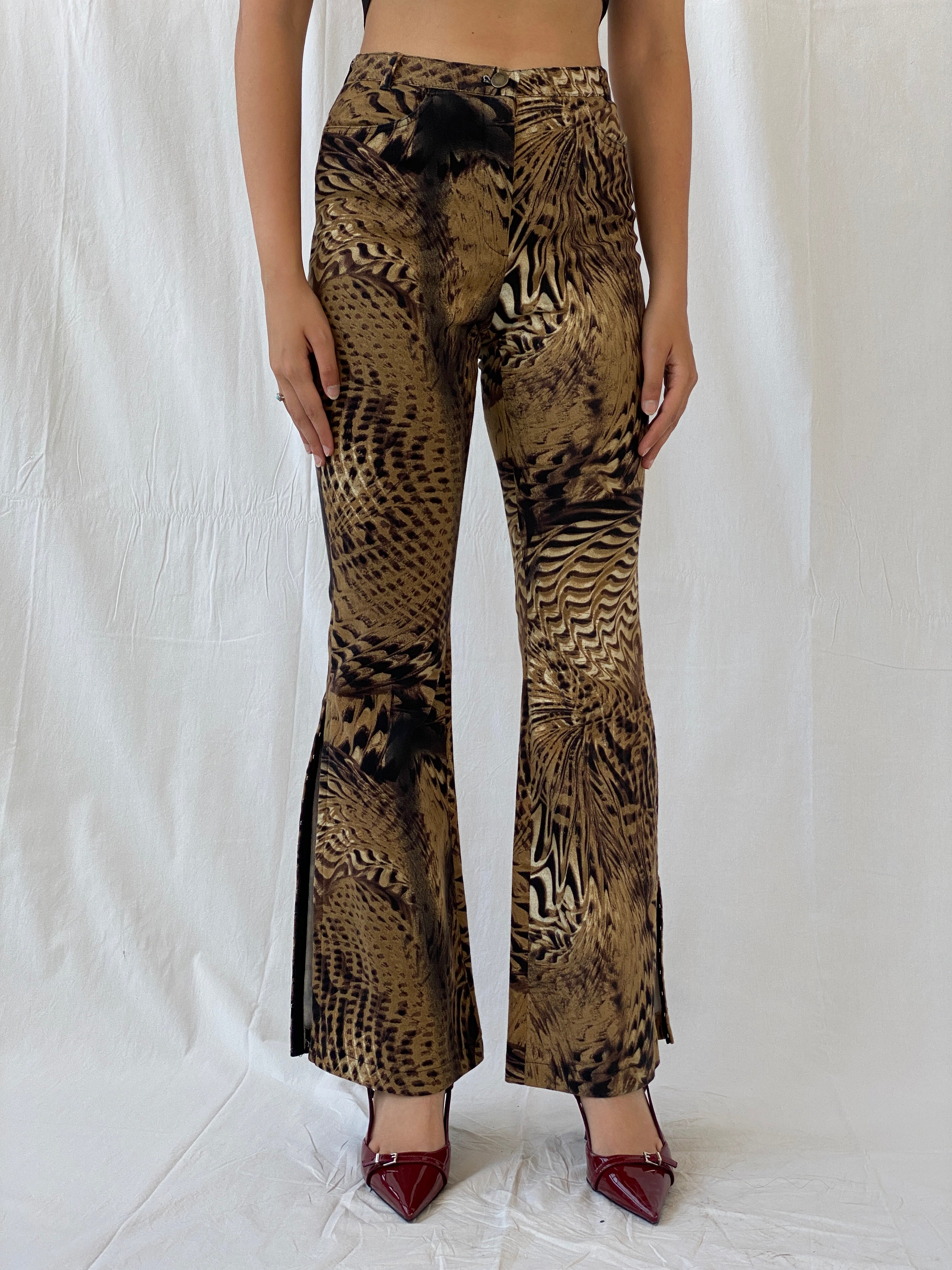 Statement Emozioni Leopard High Waisted Flare Pants - 34EUR