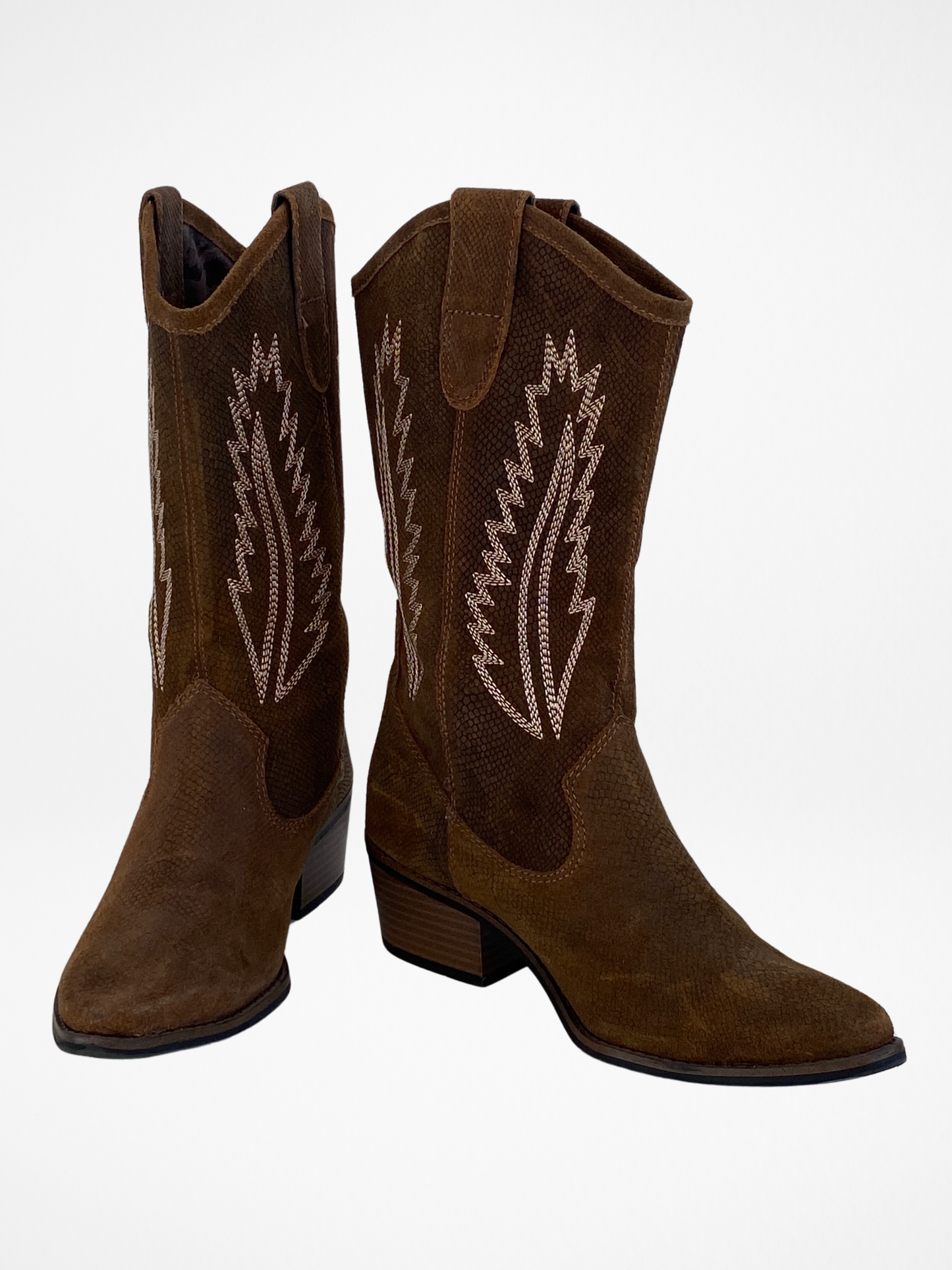 White Mountain Caraway Cowgirl Brown Genuine Leather Boots - 38EUR