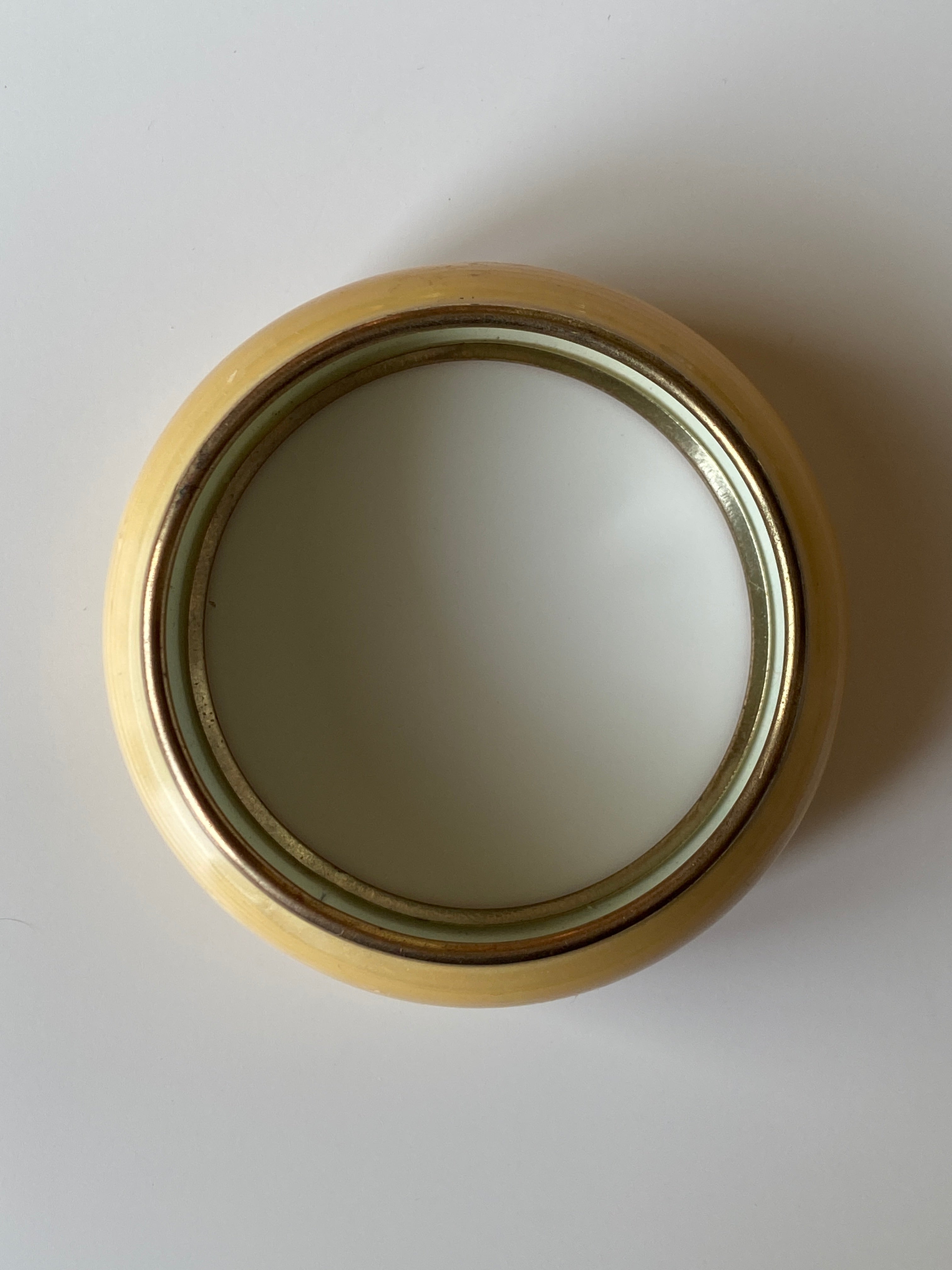 Vintage Yellow Lucite Bangle with Gold-Tone Inlay Mid Century Style Statement Bracelet