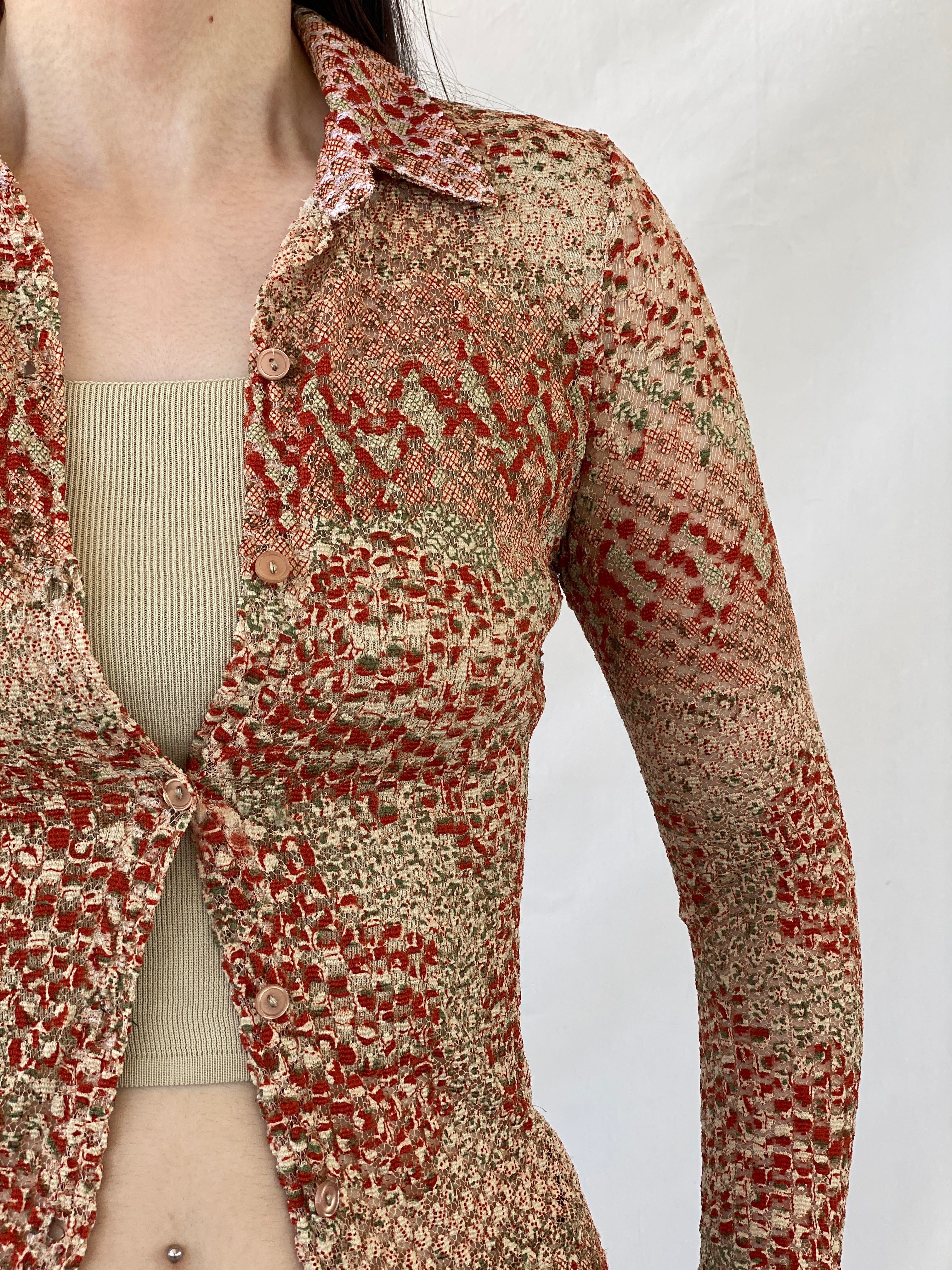 Vintage Y2K Click . Click USA Orange Full Sleeve Button Up Shirt - S