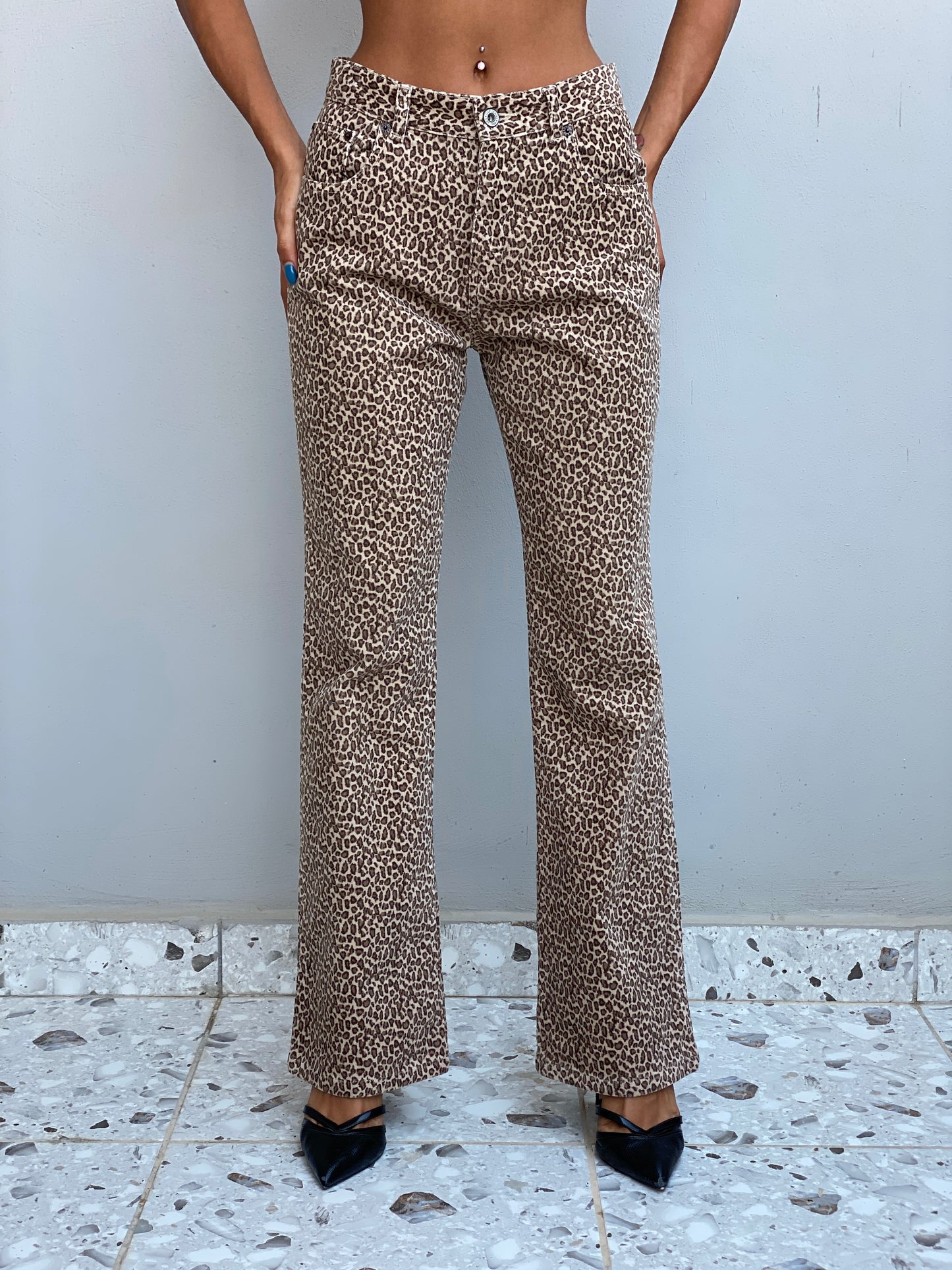 Vintage Y2K GAP Leopard Print Straight Leg Jeans Brown Animal Print - S