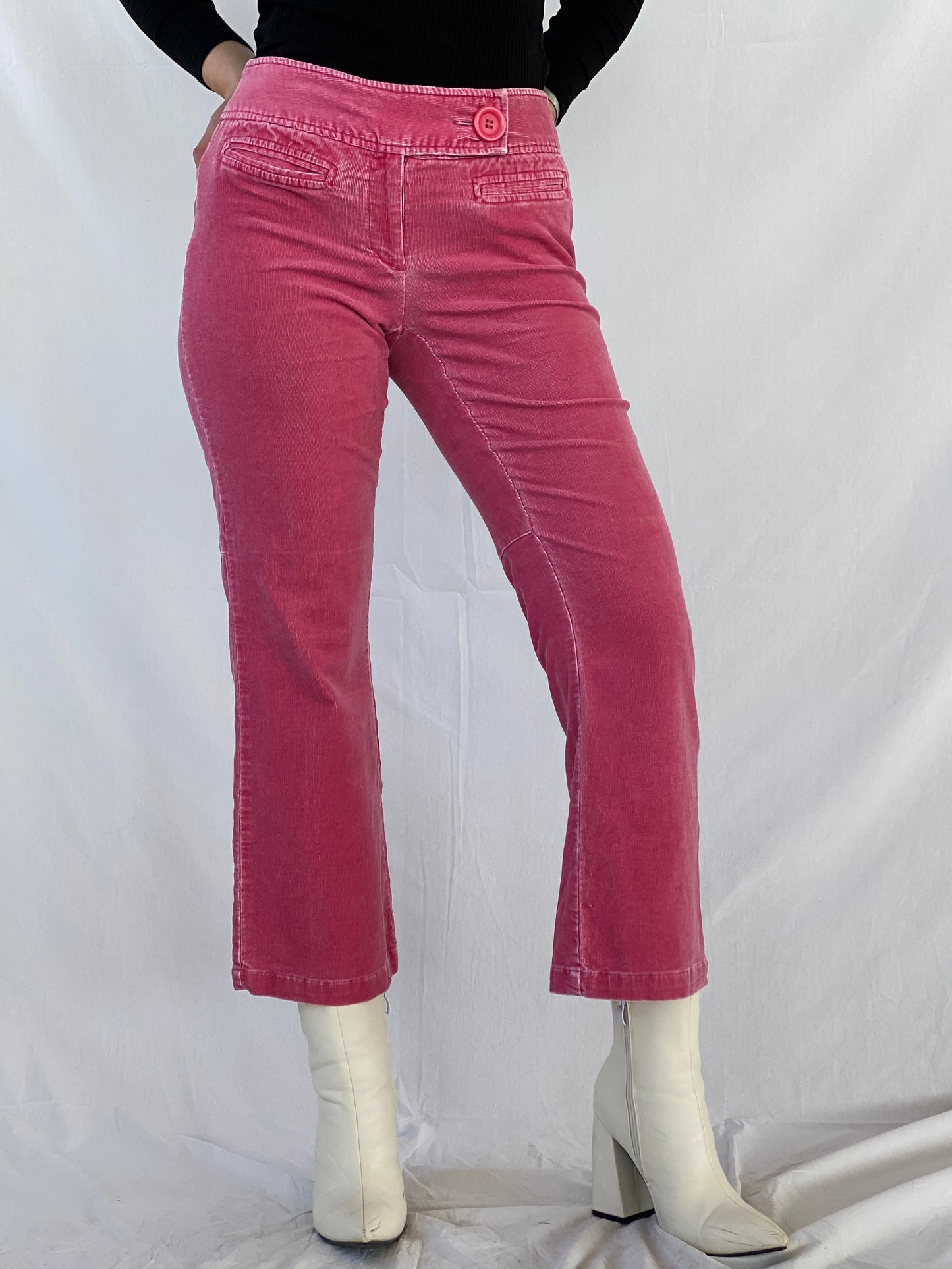 00s I-N-C International Concepts Pink Corduroy Mid-Rise Pants - 38EUR