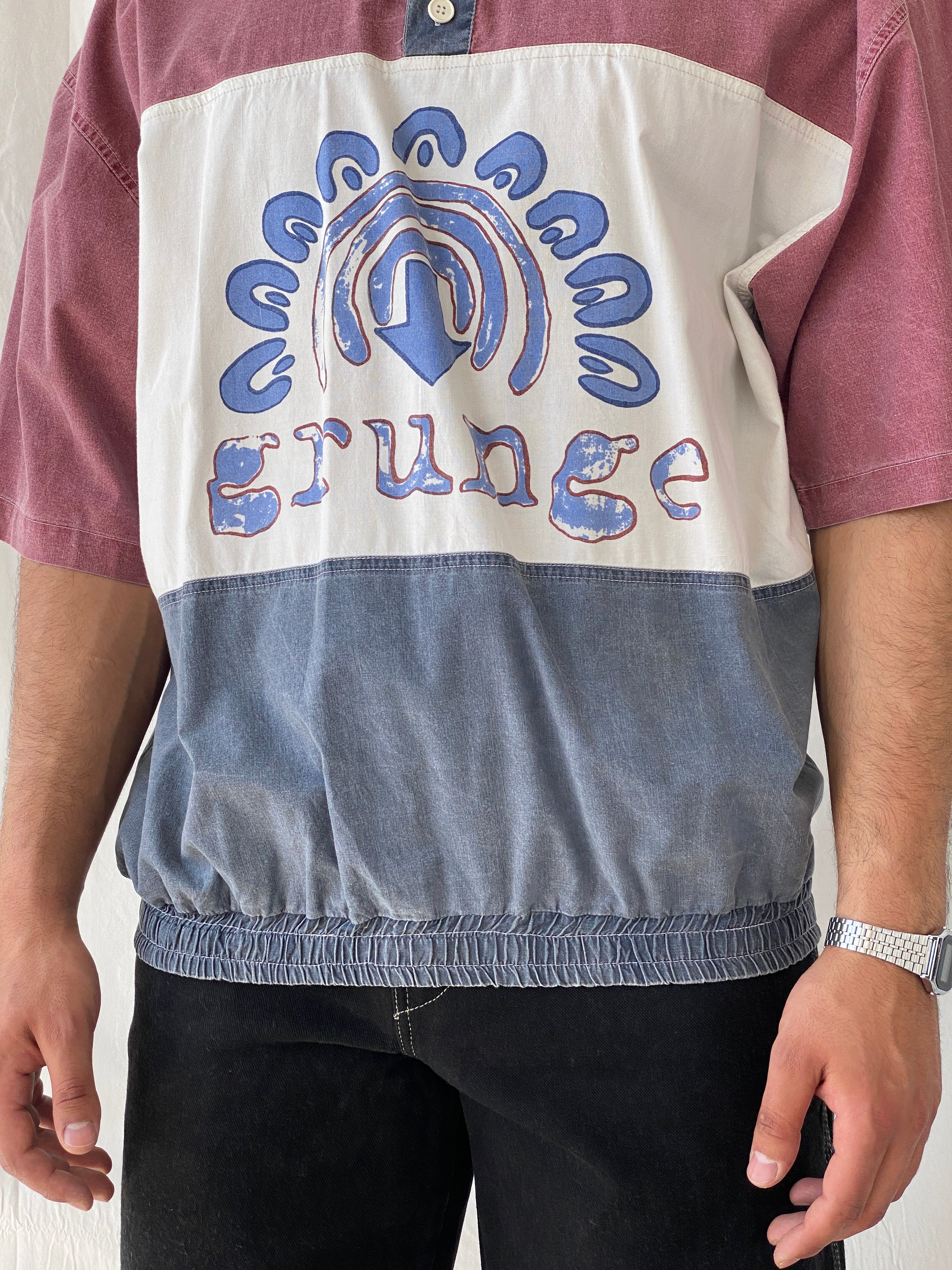 Vintage Grunge Oversized Men’s Streetwear Cotton Polo Shirt - XL