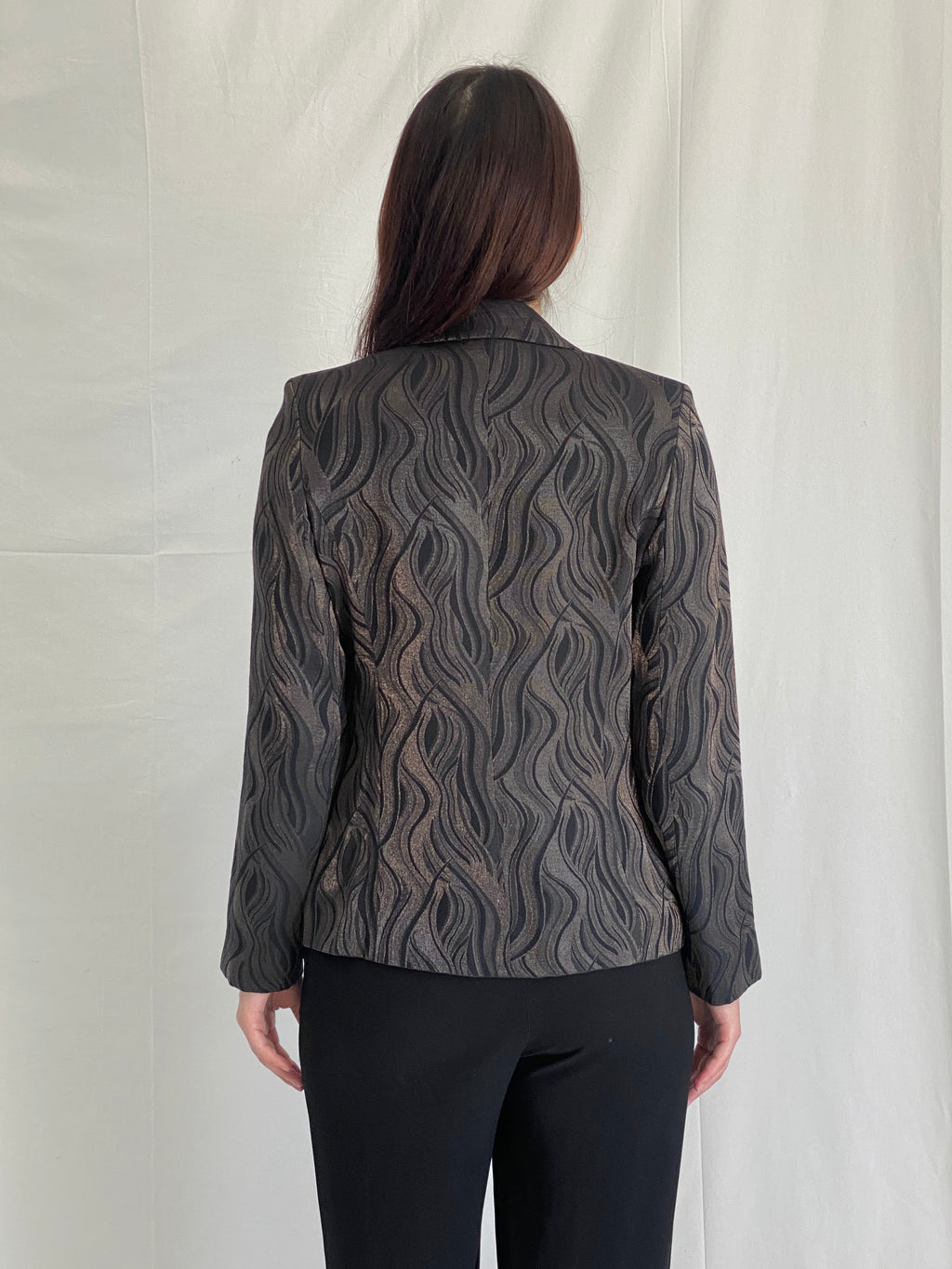 Vintage Tereza Shimmery Blazer 90s Swirly Metallic Statement Jacket - S