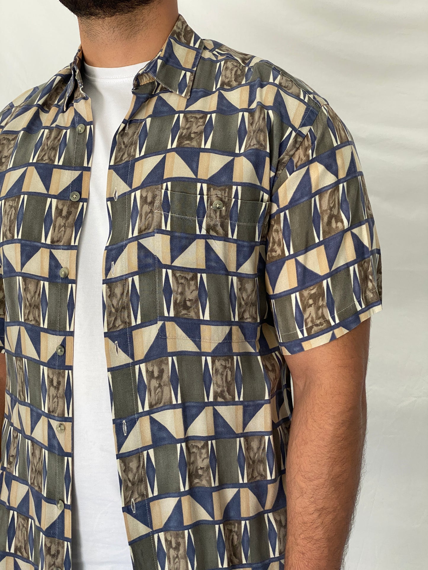 Vintage Campia Moda Geometric Shirt Abstract Short Sleeve Button-Up – M