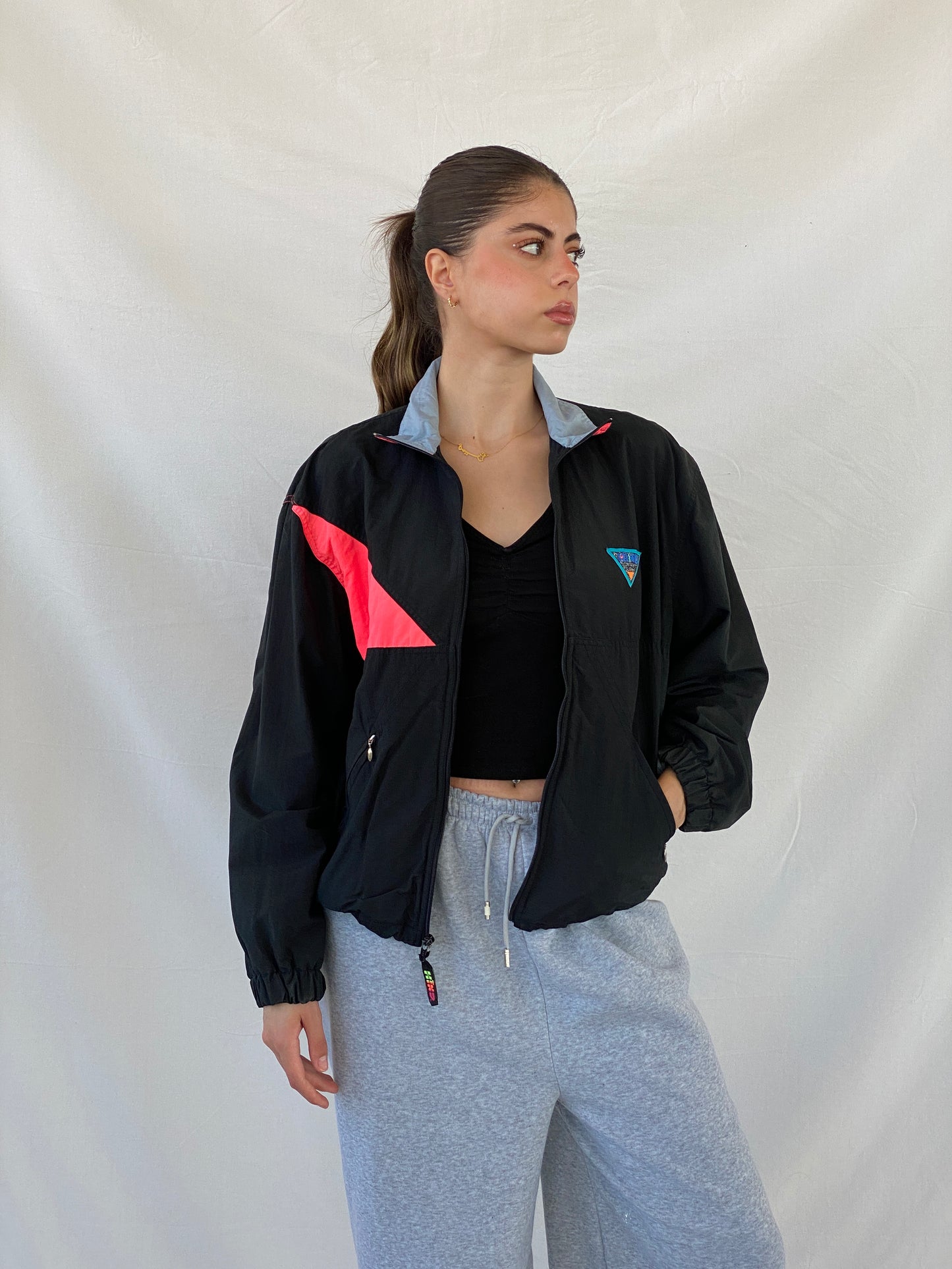 Vintage HIND Black Windbreaker Track Jacket - M