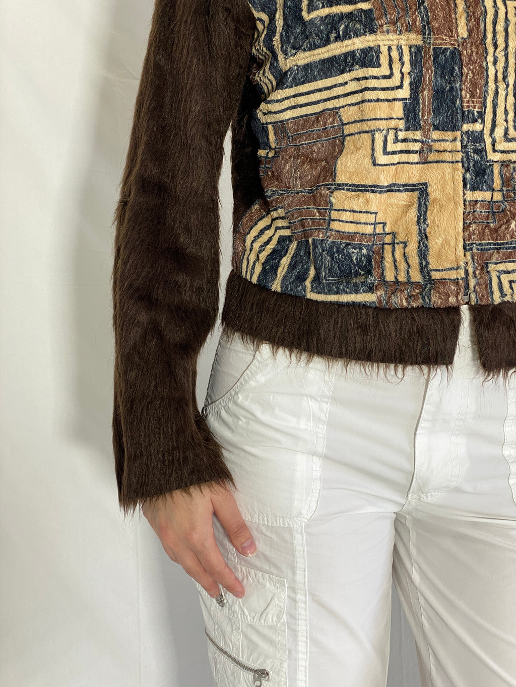 Vintage Margriet Nannings Mohair Blend Cardigan 90s Avant Garde Tribal Geometric Jacket - S