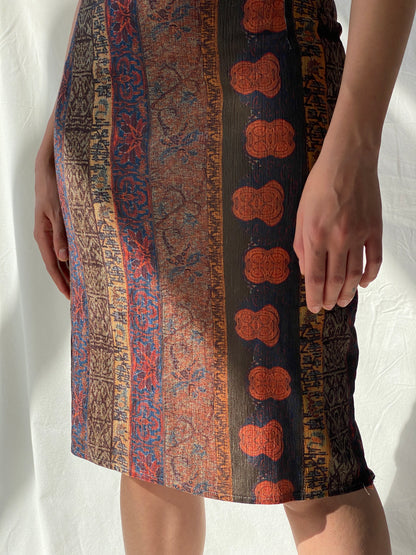 Vintage 00s Bohemian Midi Pencil Skirt - S