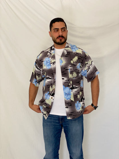 Vintage Original Island Sport Rayon Tropical Floral Camp Shirt – L