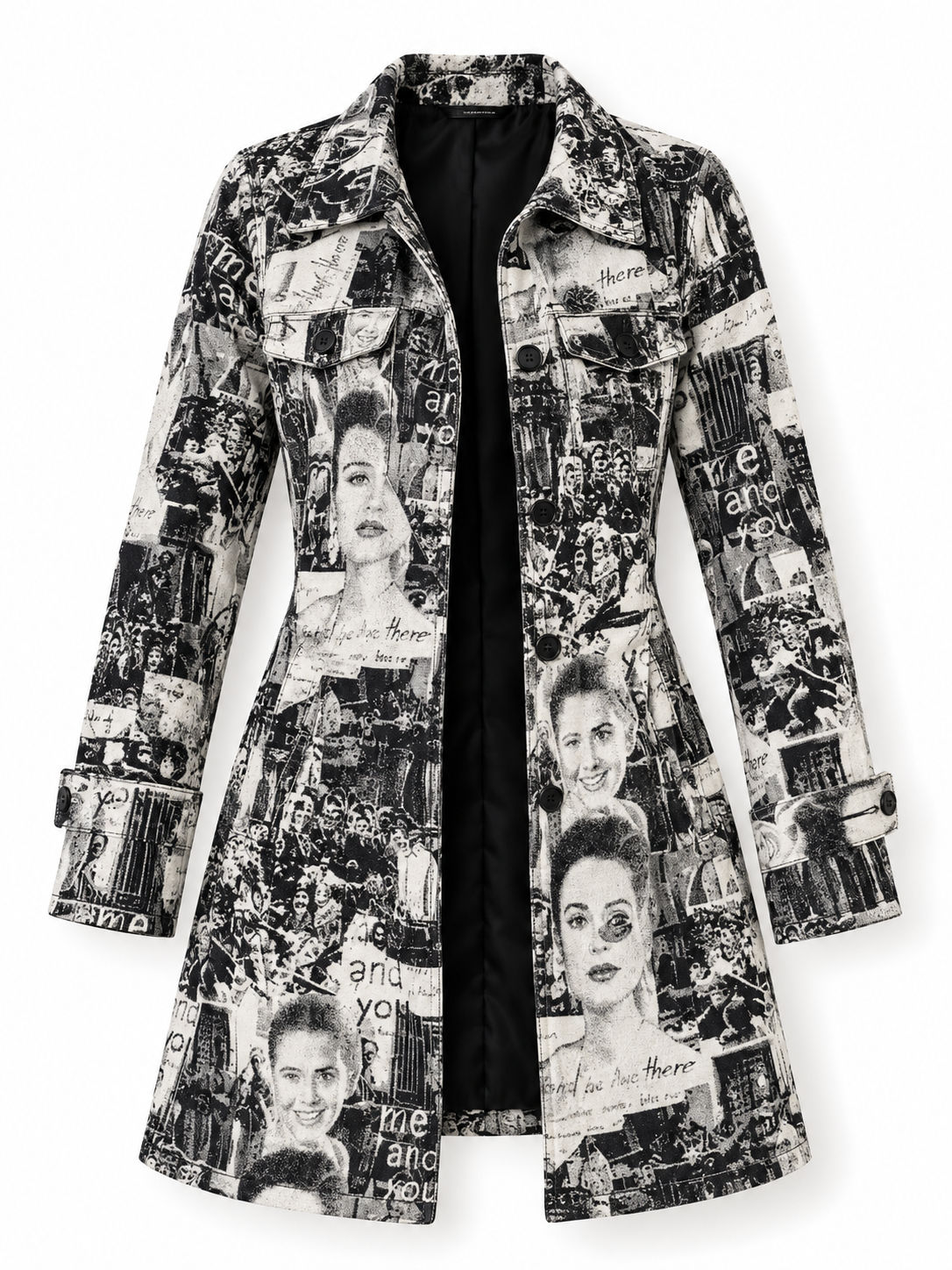 Statement Desigual Graphic Black and White Women’s Trench Coat - M