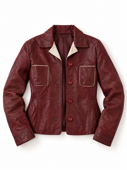 Vintage Conbipel Burgundy Genuine Leather Jacket - L