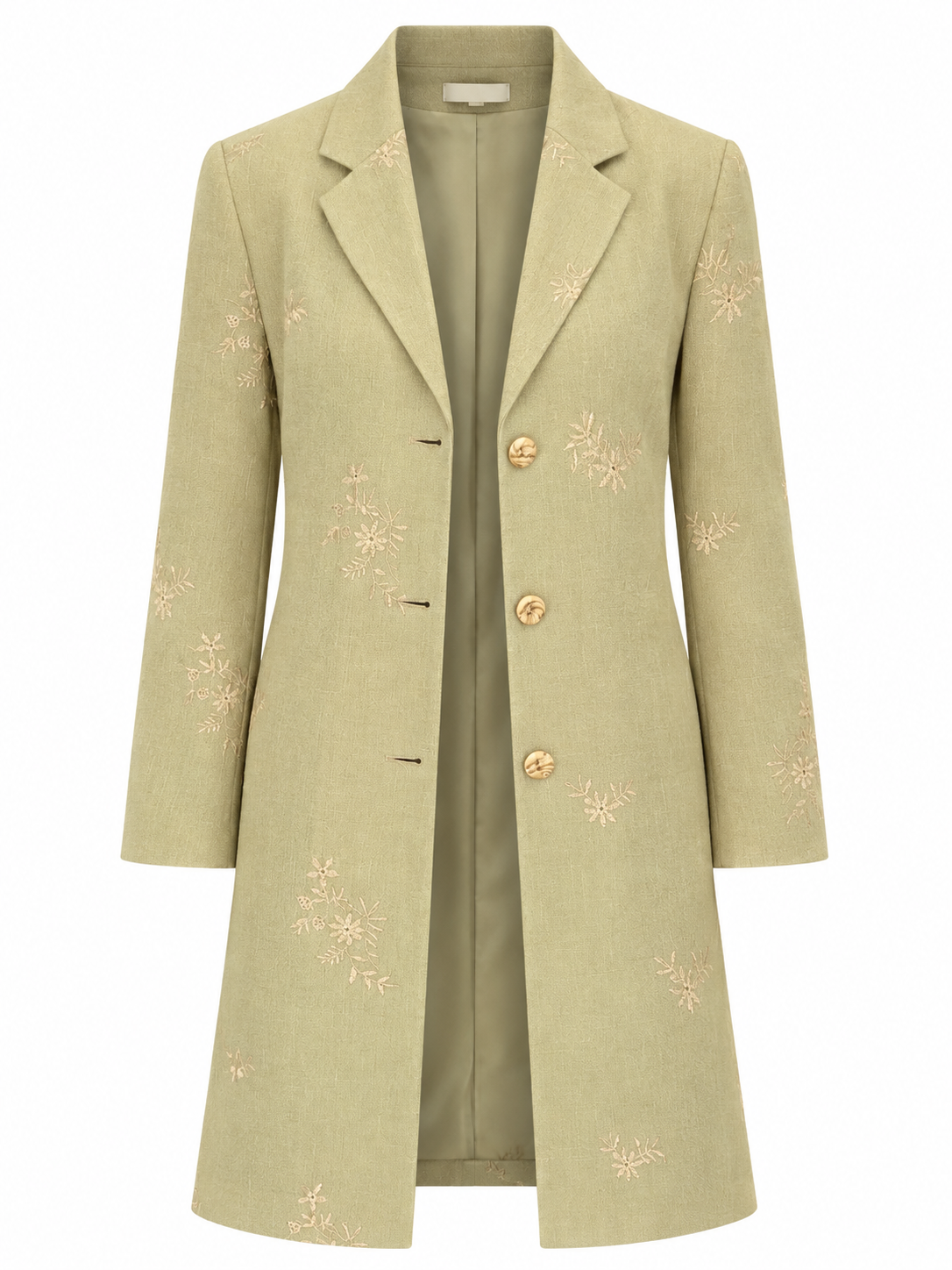 Vintage DANIELA Classic Line Osmanbey Cream Floral Long Blazer Coat - M