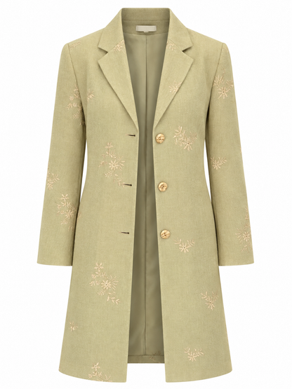 Vintage DANIELA Classic Line Osmanbey Cream Floral Long Blazer Coat - M