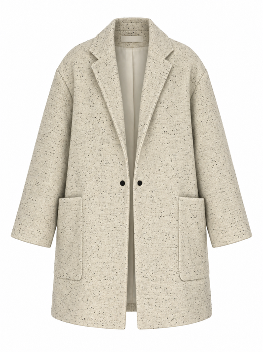 Autograph Cream Speckled Oversized Wool-Blend Italian Fabric Coat - XL