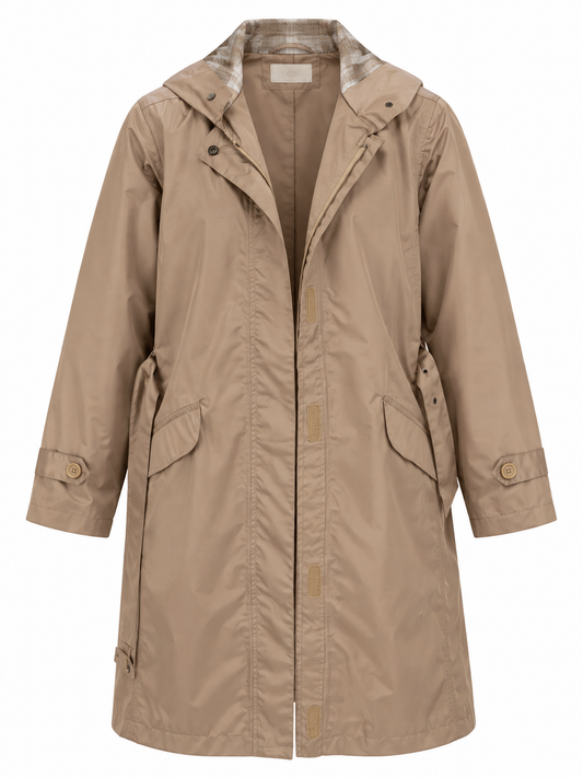 Vintage Cecilia Classics Beige Hooded Belted Trench Coat – L