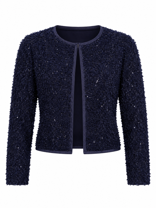 SOMMERMANN Navy Blue Textured Sequin Cardigan Jacket – M