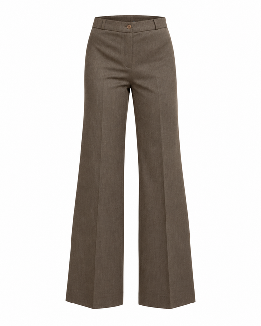 Vintage Y2K Klapa Brown Herringbone Wide Leg Tailored Trousers - 36EUR