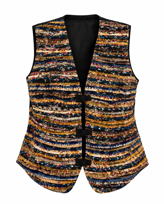 Vintage 90s Soul Mates Multicolor Textured Rayon Tie Back Vest – L