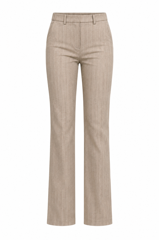 Vintage Y2K La City Paris Beige Pinstripe Low-Rise Straight Leg Trousers - XS
