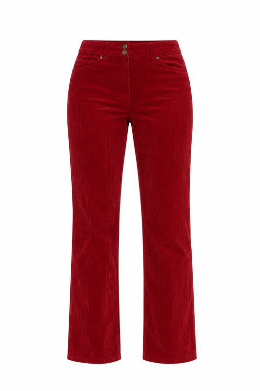 Y2K ZERRES Stretch  Red Corduroy Straight Leg Mid Rise Pants - 38EU