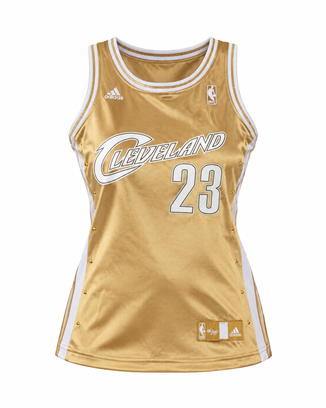 Rare Y2K Adidas NBA LeBron James #23 Gold Cleveland Cavaliers For Her Sporty Basketball Jersey - S