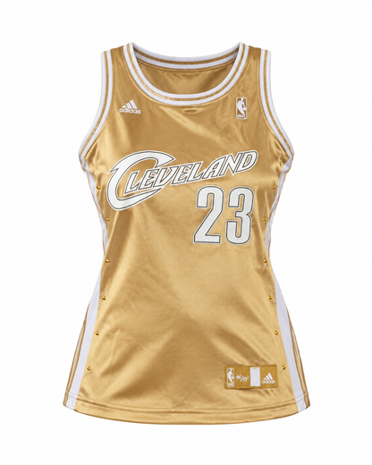 Rare Y2K Adidas NBA LeBron James #23 Gold Cleveland Cavaliers For Her Sporty Basketball Jersey - S