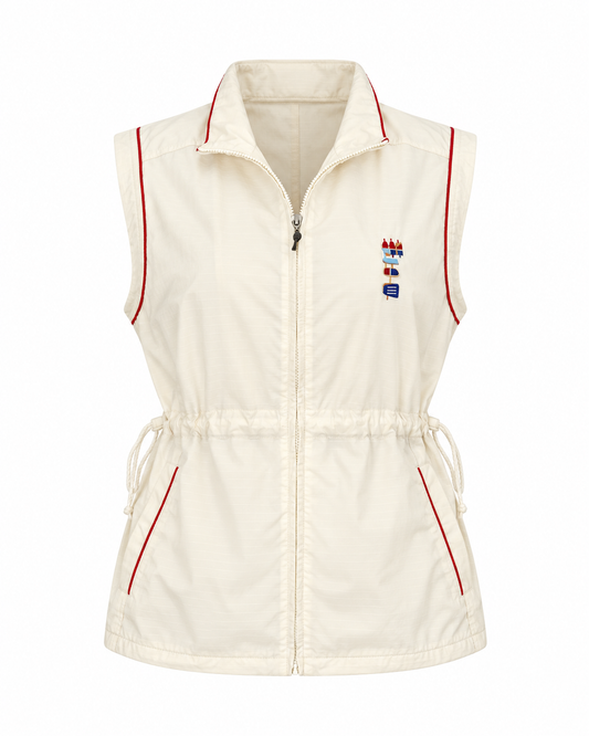 Vintage Adidas Off-White Sleeveless Zip Vest with Drawstring Waist - S