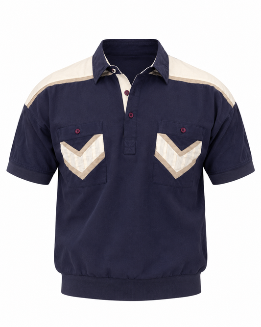 Vintage Alexxus Exclusive Navy Colorblock Banded Polo Top - L