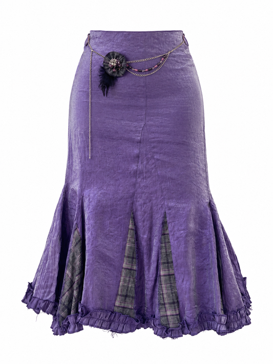 تنورة نسائية كلاسيكية من Alvina Whimsy Goth Metallic Purple Midaxi - مقاس M