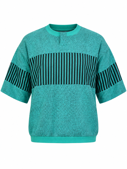 Vintage 90s Avenues by Street Scenes Teal Colorblock Knit Sport Top - L