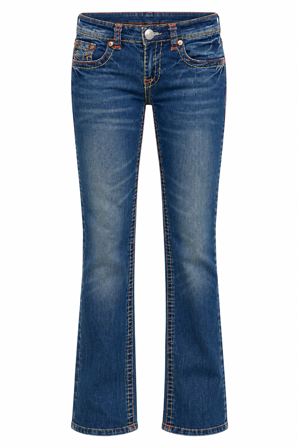 Y2K True Religion Blue Big Stitch Low-Rise Straight Jeans - 36EUR