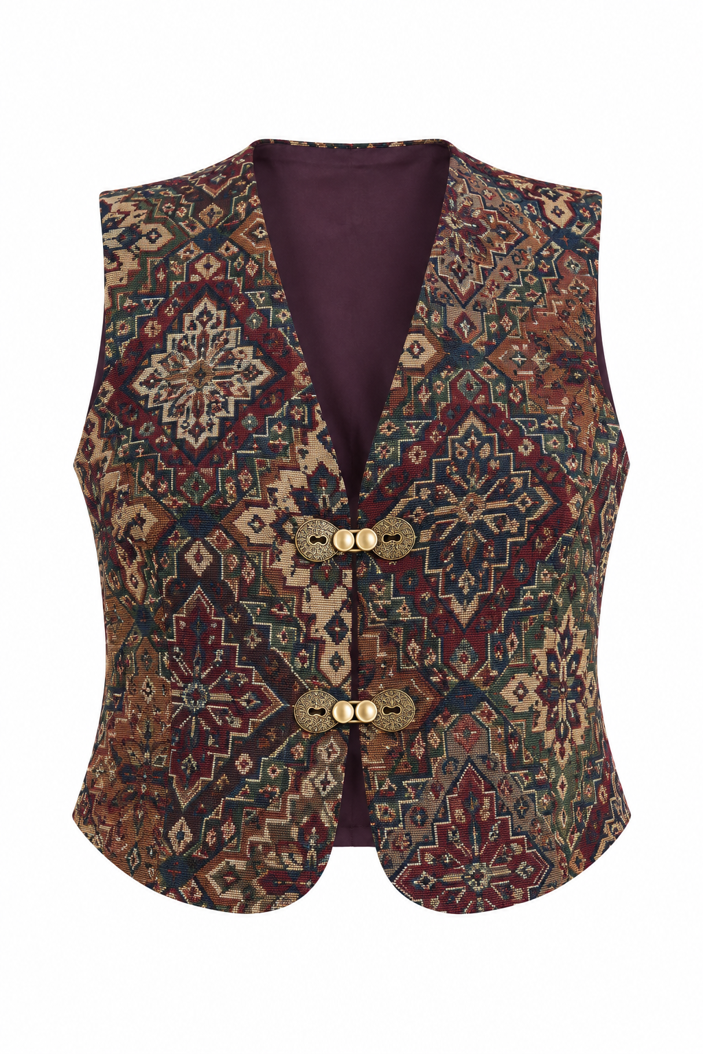 Vintage 90s LILA & LORI New York Tapestry Cropped Statement Vest – M