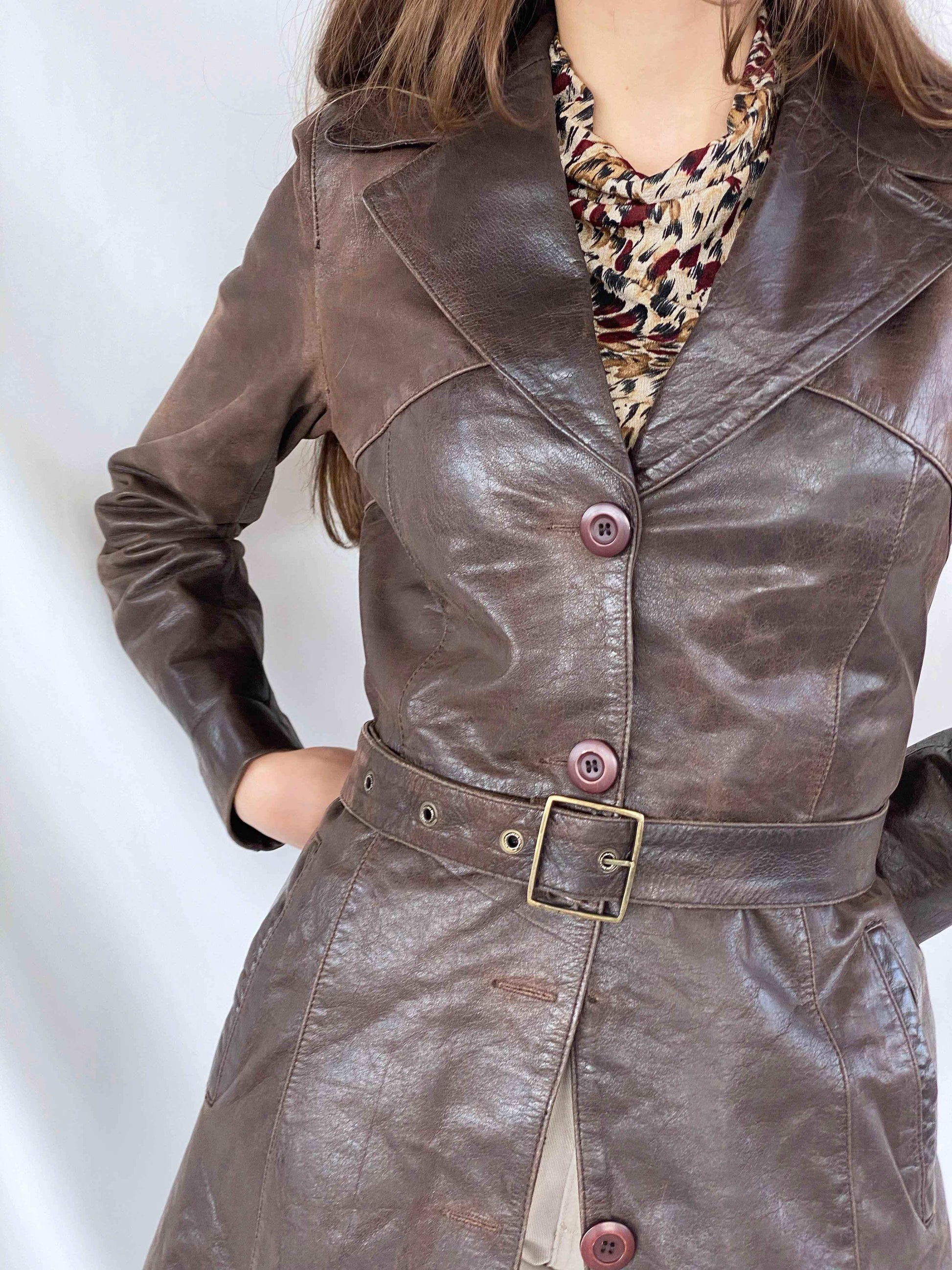 Vintage Oakwood genuine leather jacket - Balagan Vintage Leather Jacket brown leather, coat, genuine leather, jacket, leather, leather coat, leather jacket, winter