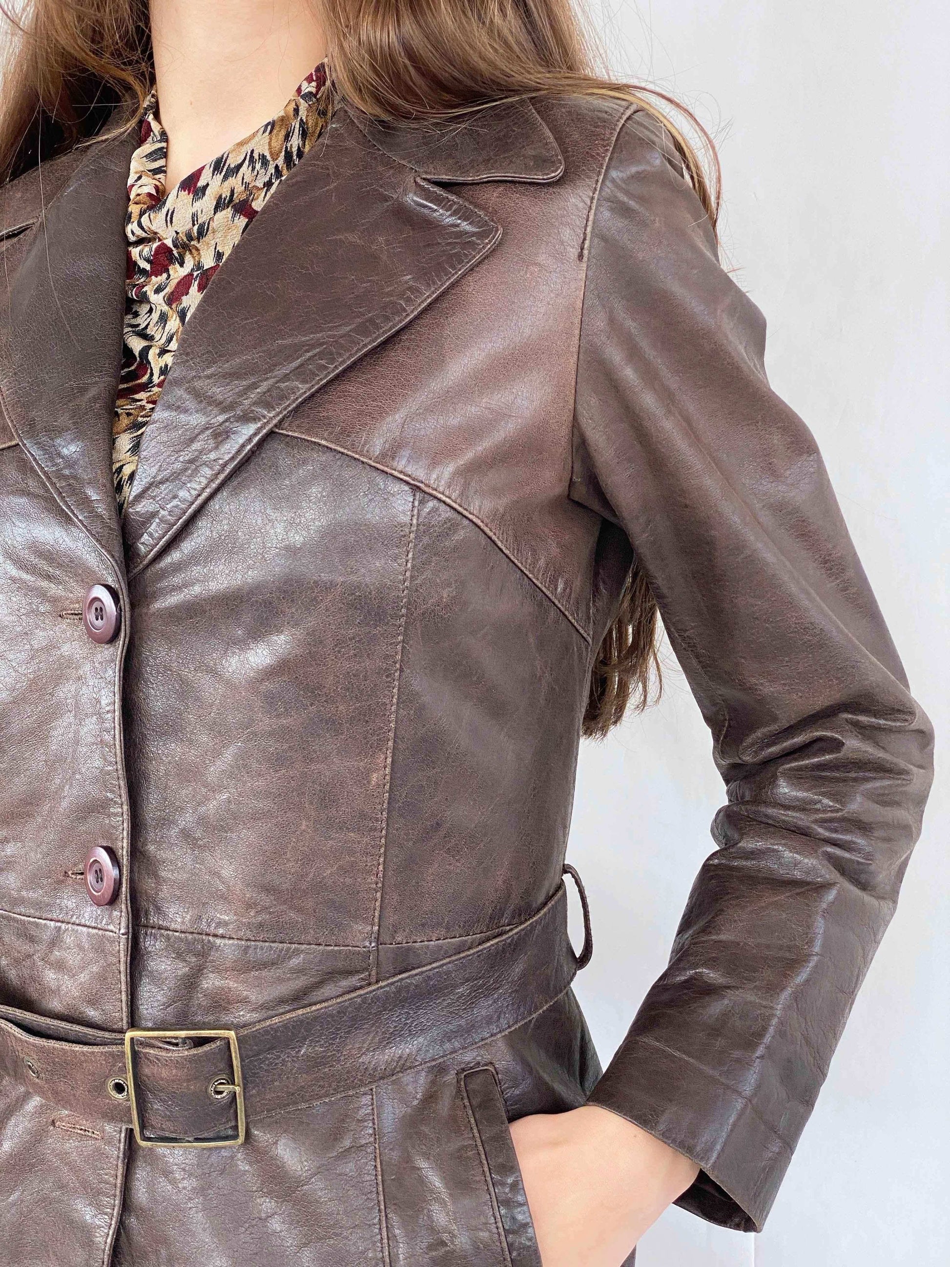 Vintage Oakwood genuine leather jacket - Balagan Vintage Leather Jacket brown leather, coat, genuine leather, jacket, leather, leather coat, leather jacket, winter