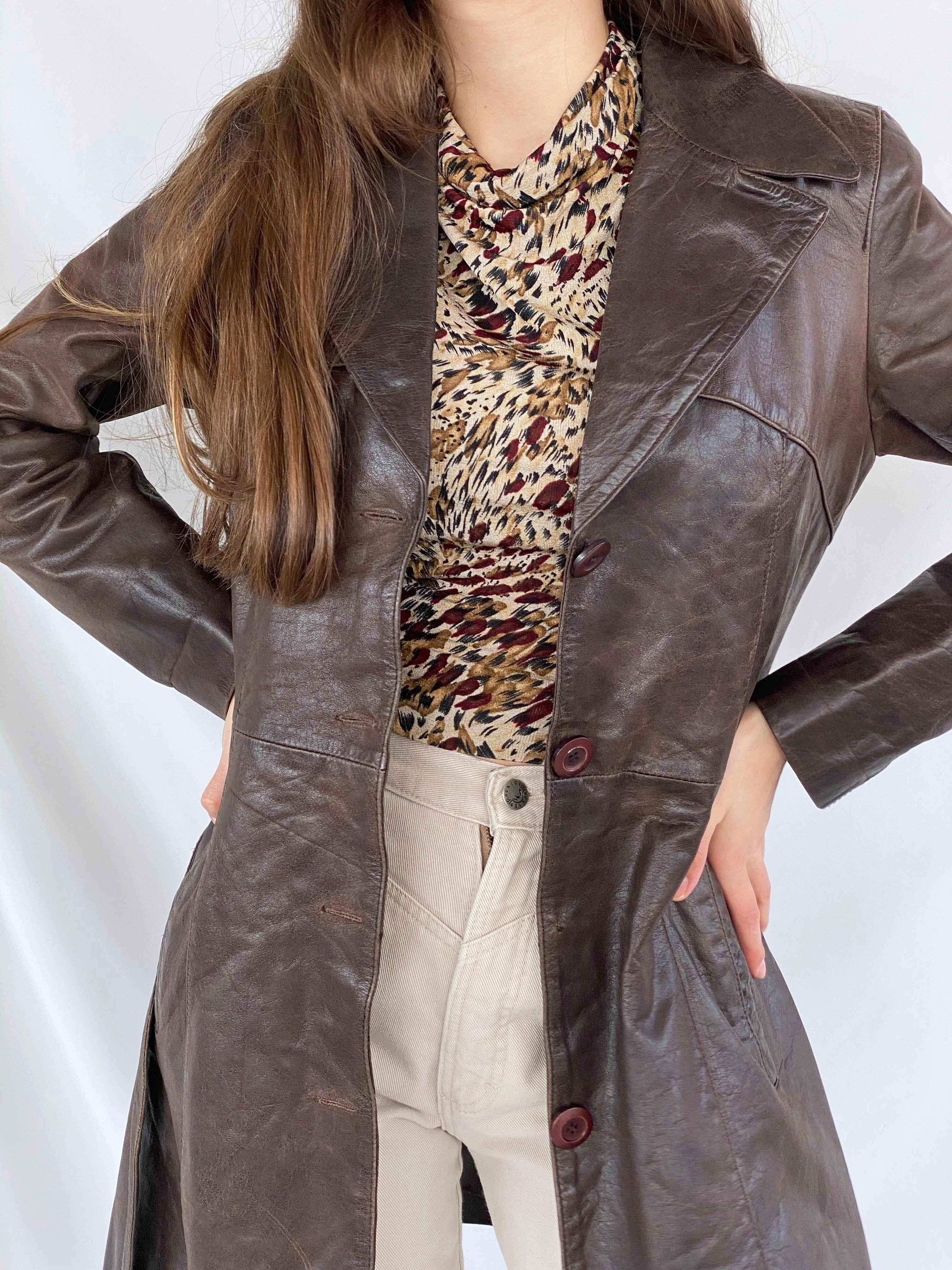 Vintage Oakwood genuine leather jacket - Balagan Vintage Leather Jacket brown leather, coat, genuine leather, jacket, leather, leather coat, leather jacket, winter