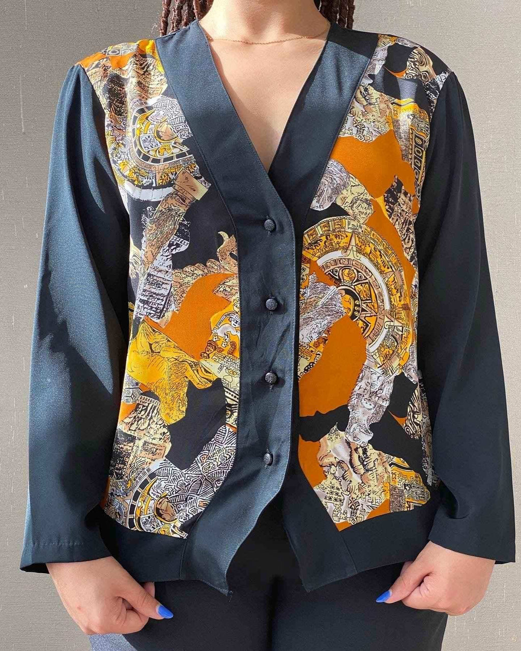 Vintage Mark Anthony Printed Shirt - Balagan Vintage Full Sleeve Shirt Afro print, crazy print, Rahmeh, shirt, vintage, vintage prints, women, women shirt