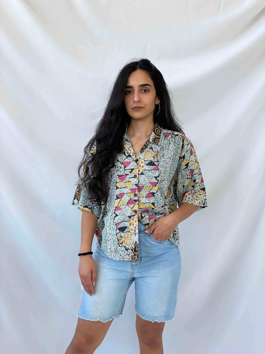 Beautiful Vintage Patterned Shirt - Balagan Vintage Half Sleeve Shirt Rahmeh, shirt