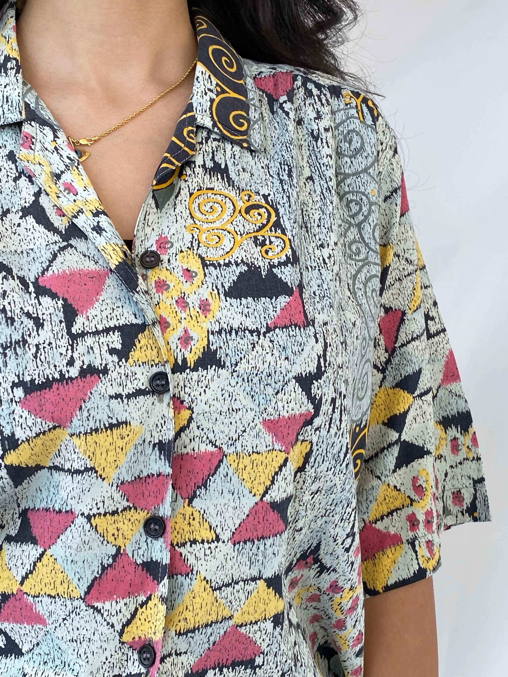 Beautiful Vintage Patterned Shirt - Balagan Vintage Half Sleeve Shirt Rahmeh, shirt
