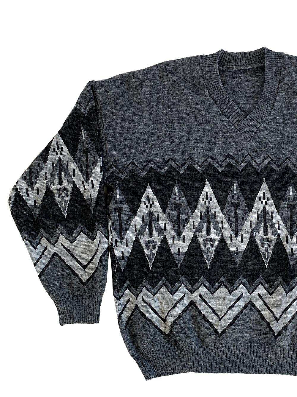 Vintage 80s/90s Unisex Knitted Geometric Sweater - Balagan Vintage Sweater 00s, 80s, 90s, knitted sweater, NEW IN, sweater